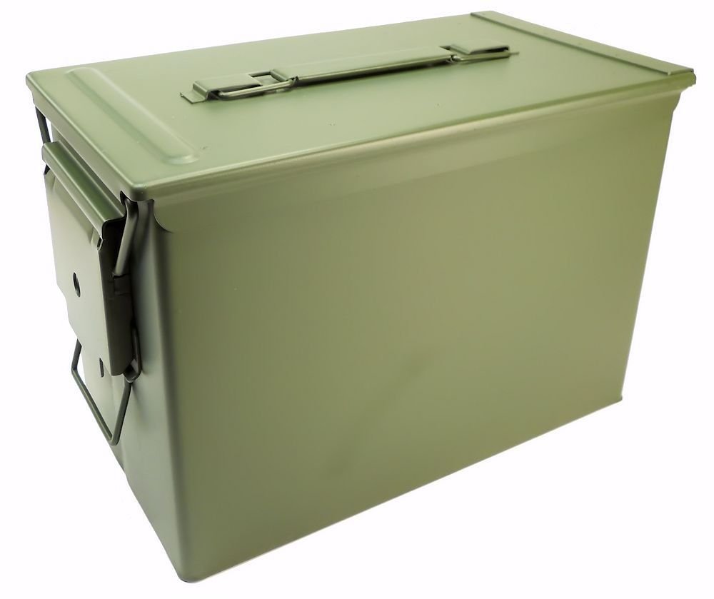 New Unissued Military Grade All Steel Ammo Boxes/Cans – 3 Piece Combo – 30 cal, 50 cal and FAT 50-7624
