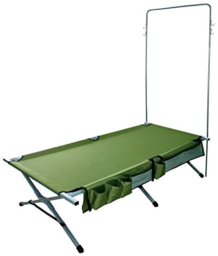 Grizzly Outdoors Heavy Duty Camp Cot Extra Wide With Tree & Side Pouch 300 Lb Cap. 32x82x19" Grizzly Brand-0