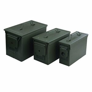 New Unissued Military Grade All Steel Ammo Boxes/Cans - 3 Piece Combo - 30 cal, 50 cal and FAT 50-0