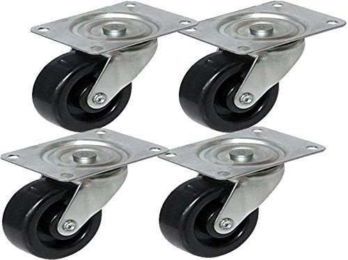 Pack of Four - 3" STEEL SWIVEL CASTER WITH SOLID PP WHEEL,FINE BEARINGS, PLATE SIZE 60 X 75MM-0