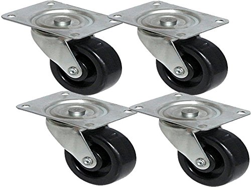 Pack of Four - 3" STEEL SWIVEL CASTER WITH SOLID PP WHEEL,FINE BEARINGS PLATE SIZE 75X100MM-0