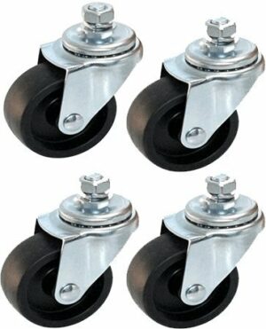 Pack of Four - 2.5" STEEL SWIVEL CASTER WITH SOLID PP WHEEL,FINE BEARINGS, SHORT THREADED STUD , NUT AND LOCKWASHER-0