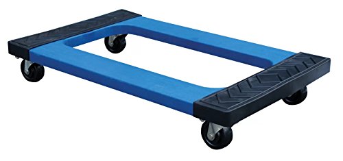 1000 Lb Capacity Plastic Movers Dolly 3" Swivel Casters, Diamond Tread Rubber Pads, High Impact Non Porous Polymer Construction , Steel Reinforcing Frame 30" X 18" X 6"-0