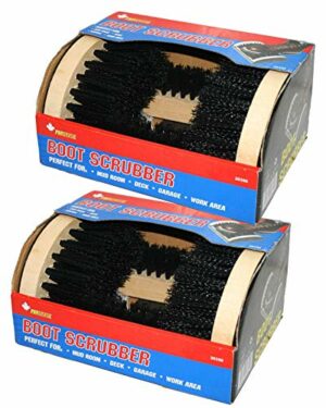 2 Pack Prograde Boot Scrubber. HD Nylon Brush Bristles, Wood Sides, Powder Coated Steel Frame. Mounting Screws Included. 9.5x6.5x4.5"-0