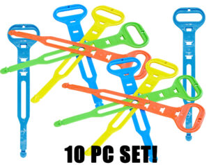 10 Pack - 18 Inch Multi-Use, Multi-Color Cord Straps with Carry Strap Handle/Hanger