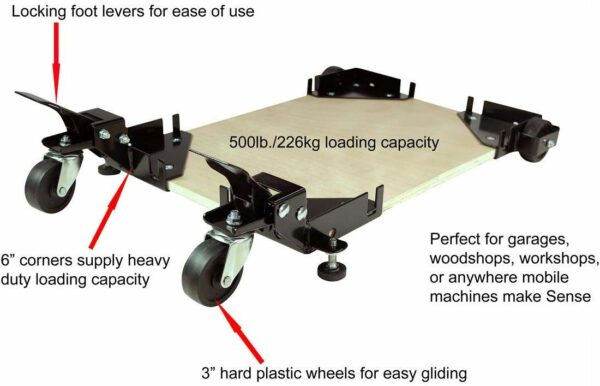 Set of 2 Universal 500 Lbs Load Capacity Mobile Base with 6" Corners-8100