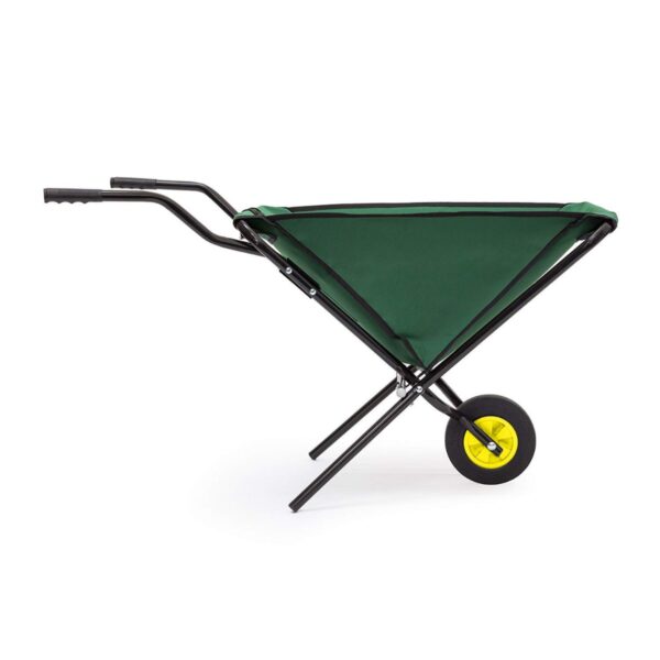Green Foldable Wheelbarrow 66x64x112cm - 26x25x44in - Steel with Strong Polyester Space-Saving Garden Cart Gardening Wheelbarrow Holds up to 30 kg (60lbs) -7478