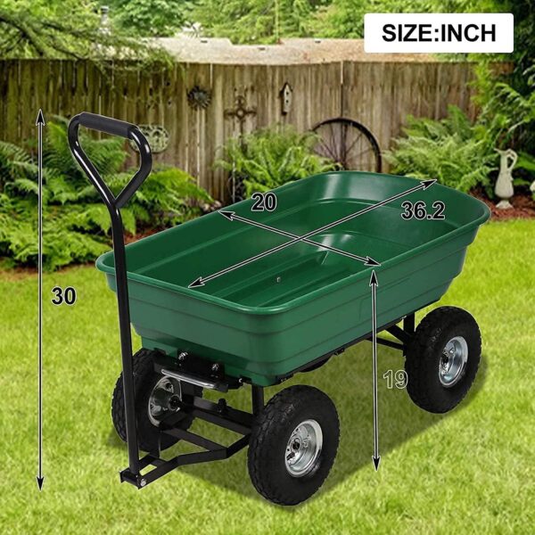 250kg/75L Garden Cart Heavy Duty 4 Wheel Trolley Wheelbarrow Tipper Truck Wagon