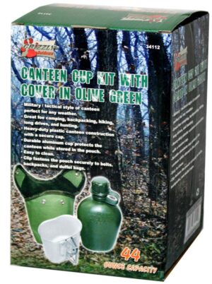 Grizzly Outdoors Army Style Canteen & Cup Kit W/Cover 1.3 L/44 fl Oz-7358