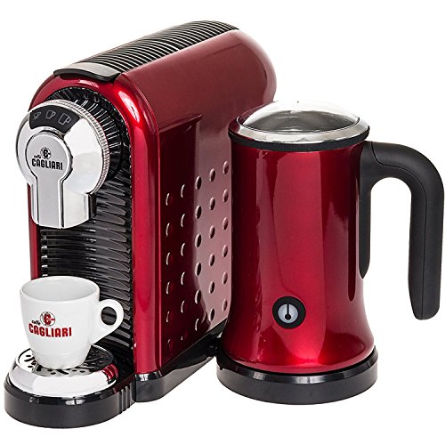 Caffe Cagliari Carina (Nespresso Capsule Compatible) Espresso Machine w/ Milk Frother (Red)-0