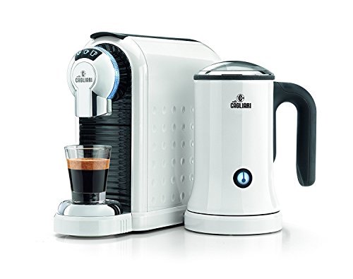 Caffe Cagliari Carina (Nespresso Capsule Compatible) Espresso Machine w/Milk Frother (White)-0