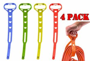 4 Pack Red, Green, Yellow and Blue - 18 Inch Multi-Use Cord Straps with Carry Strap Handle/Hanger-0