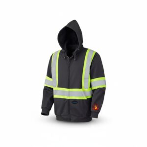 Prograde Canada Fire Retardant (FR) Hoodie Black with Safety Striping