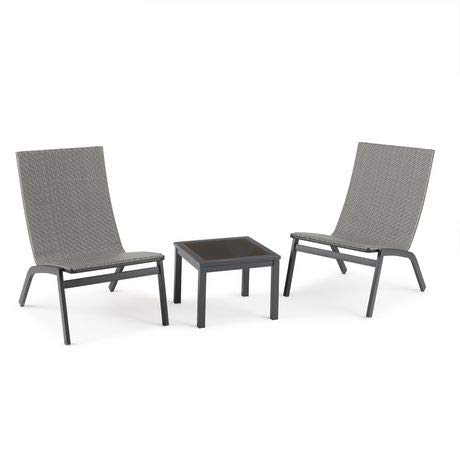 Home Smart 3 Piece Patio Furniture Set- 2 All Weather Chairs and 1 Tempered Glass Table-0