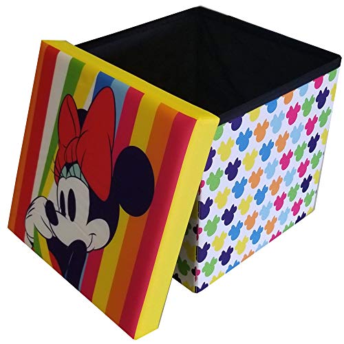 Disney Minnie Mouse Folding Storage Ottoman Toy Box 15 Inch-0
