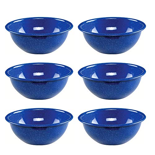 6 Pack Blue Enamel Mixing Bowl Set-0