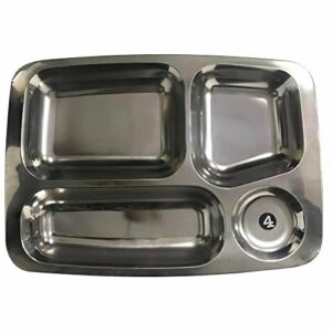 4 Compartment Stainless Steel Rectangular Food Container 4 Pack-0