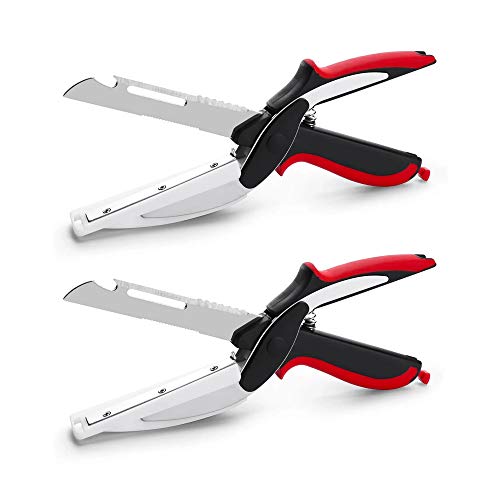 Home Smart 2 Pack Kitchen Knife & Cutting Board Scissors Stainless Steel Food Shears for Meat Vegetables Shredders Kitchen Tools-0