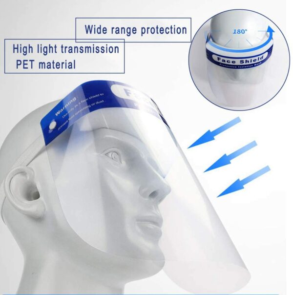 (5 Pack) Safety Face Shield, Protective Face Shield Visor Full Protection Cap Wide Visor Resistant Spitting Anti-Fog Lens Lightweight Adjustable Transparent Face Shield-8571