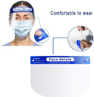 (5 Pack) Safety Face Shield, Protective Face Shield Visor Full Protection Cap Wide Visor Resistant Spitting Anti-Fog Lens Lightweight Adjustable Transparent Face Shield-8568