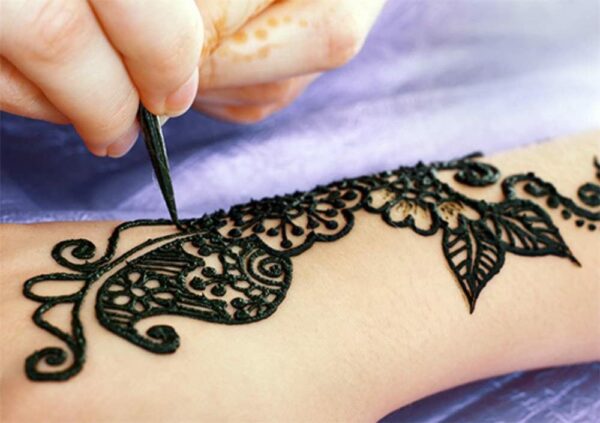 4 Pack Temporary Henna Tattoo Kit India Painting Tattoo Paste Cone, Indian Body Art Painting Drawing, Black Body-Painted Stickers DIY Tattoos 24 Free Stencil for Kids Adults-8888