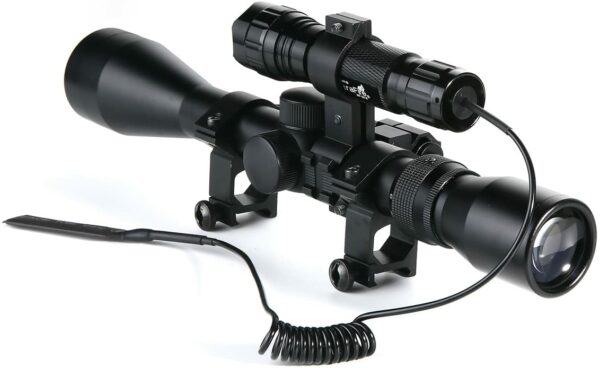 Realcera 3-9x40 Rifle Scope Combo with Red laser Sight and led tactical light remote control for Night vision Hunting-8901