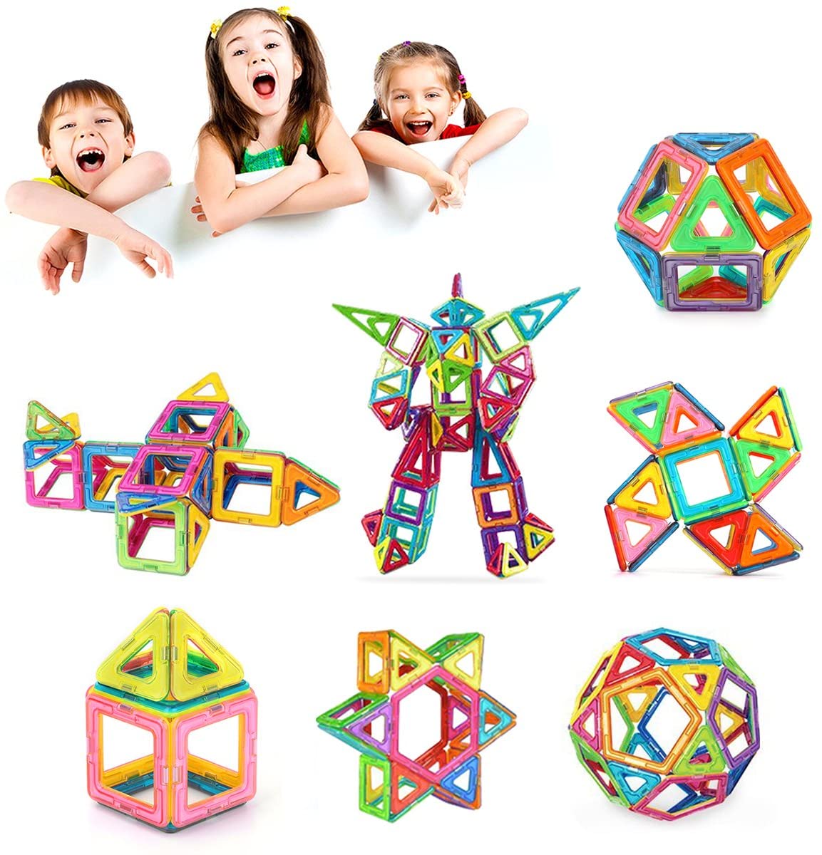 (109 PCS) Magnetic Building Blocks Educational Stacking Blocks Toddler Toys for Preschool Boys Girls Educational and Creative Imagination Development for Christmas-8914