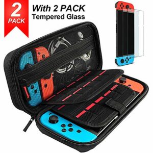 Hestia Goods case Compatible for Nintendo switch Hard Carry case and Tempered screen protector - 20 Game Cartridge Travel carry case, with 2-pack Bubble Free Glass screen protector for Nintendo Switch-0