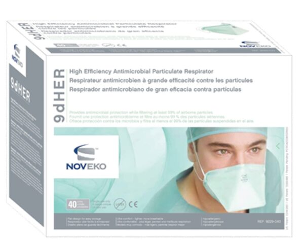 Noveko 9dHER High Efficiency Antimicrobial Particulate Respirator Mask 40 Pack-9330