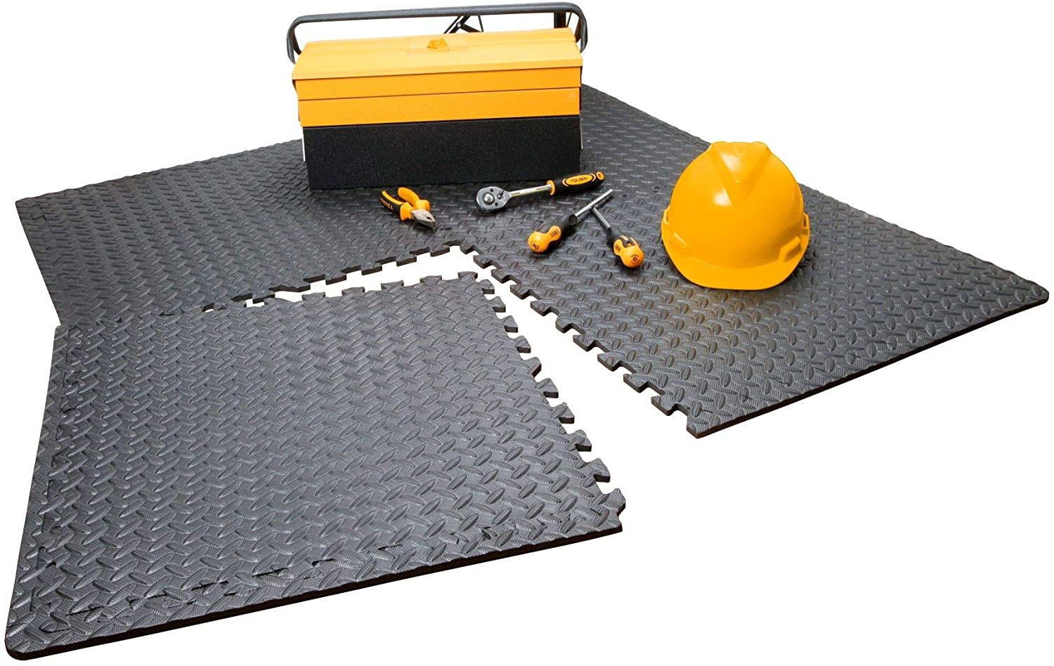 Tolsen Anti-Fatigue 24×24″ Mat Set – 2 Packs of 4 Tiles-9438