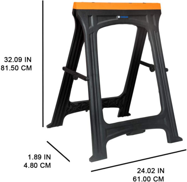 2-Pack Portable Sawhorses With Folding Legs - Lightweight Trestle Work Bench, Capacity 350lbs-9802
