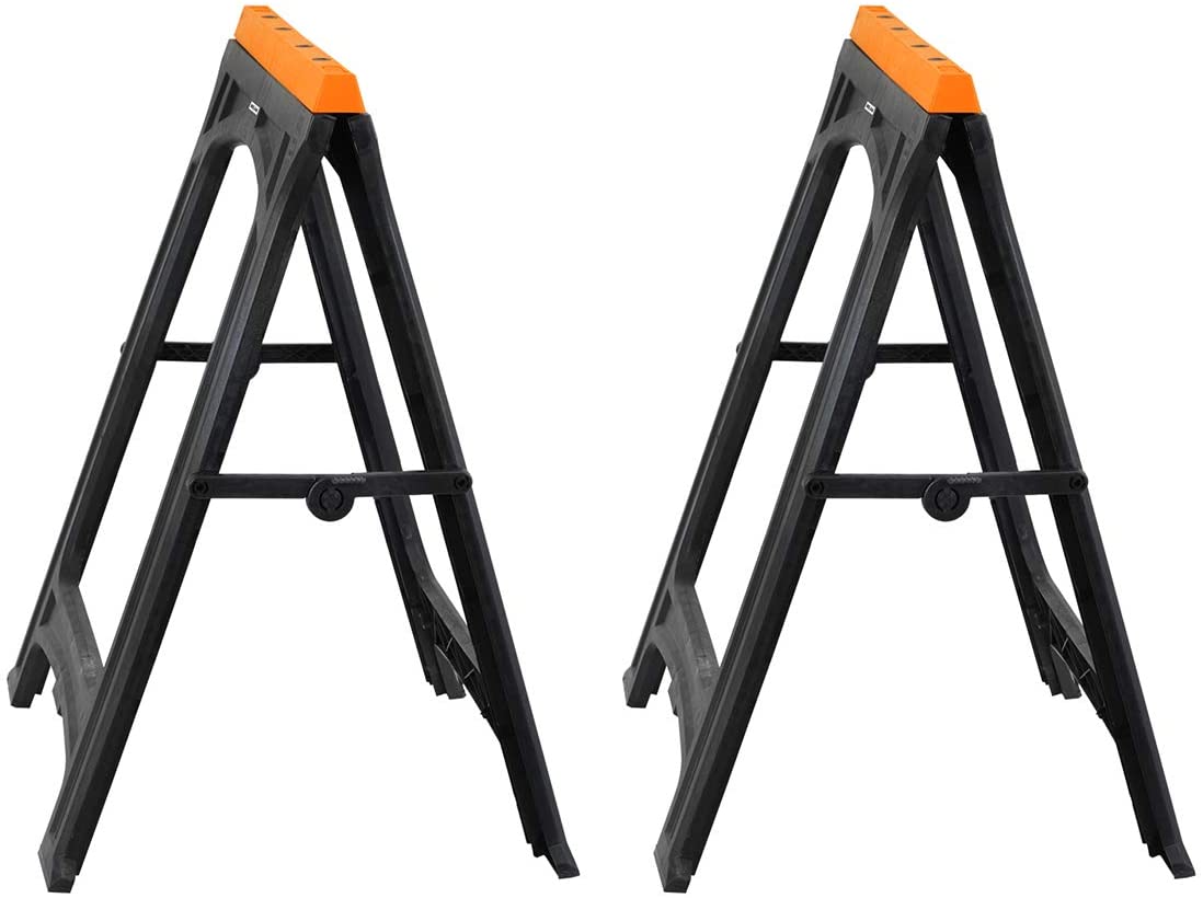 2-Pack Portable Sawhorses With Folding Legs – Lightweight Trestle Work Bench, Capacity 350lbs-9800