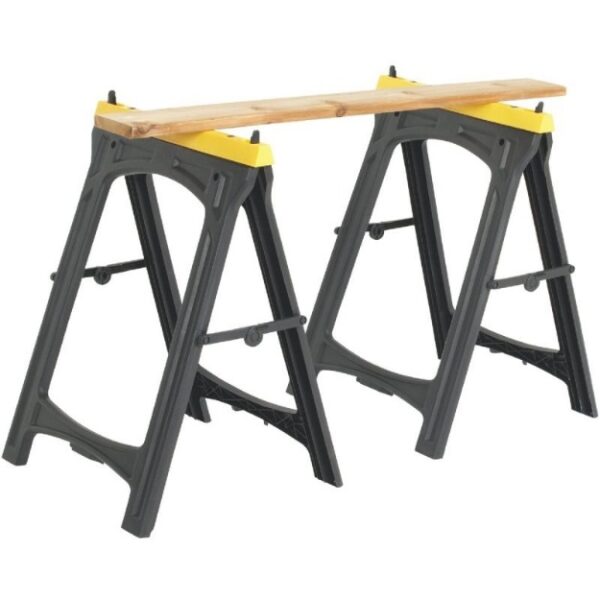 2-Pack Portable Sawhorses With Folding Legs - Lightweight Trestle Work Bench, Capacity 350lbs-11754