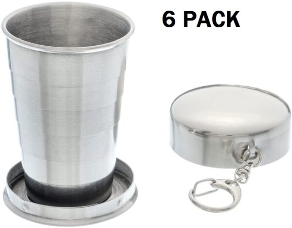 6 Pack - 304 Stainless Steel Collapsible Cup with Hard Case, 2.5 oz-0