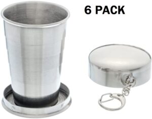 6 Pack - 304 Stainless Steel Collapsible Cup with Hard Case, 4.7 oz-0