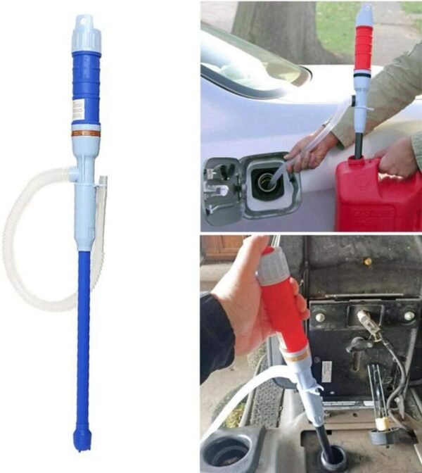 Fuel Battery Liquid Transfer Pump, Portable 2D Battery Powered Automatic Electric Fuel Fluid Water Siphon Pump with Nozzle Handle, Bendable Suction Tube-10107