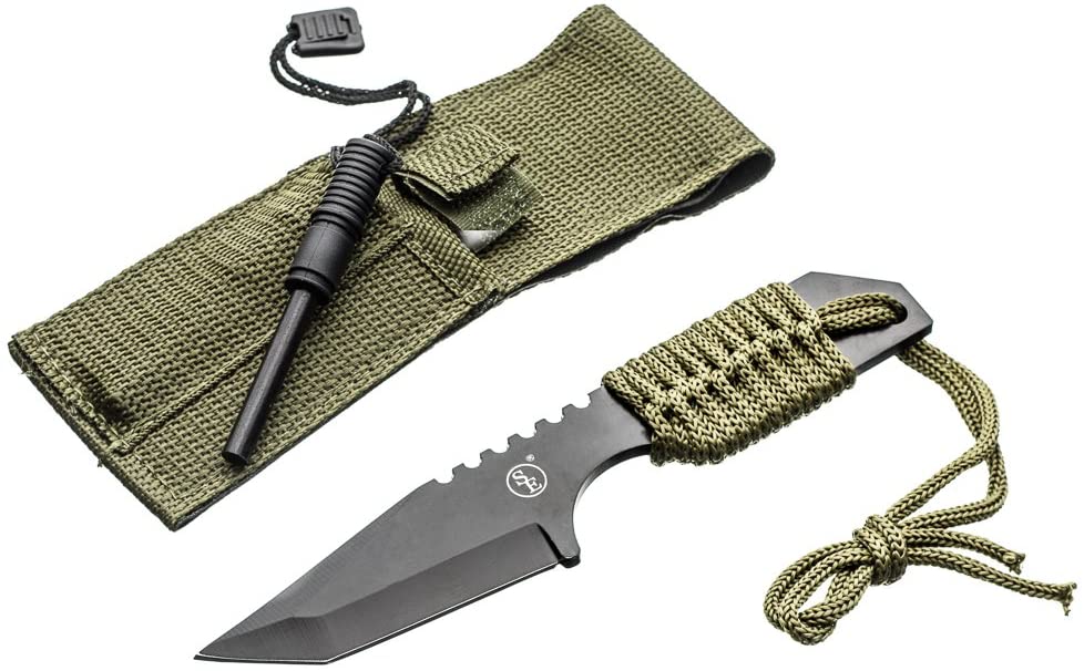 SE KHK6320-FFP Khk6320 Outdoor Tanto Knife with Fire Starter, Black-0