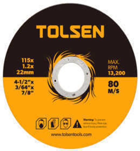 50 Pack - Tolsen 4.5in Flat Cutting-Off Wheel (Metal and Stainless Steel)-11146