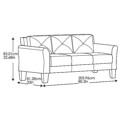 Hartford Microfiber 3 Seat Sofa With Curved Arms-11276