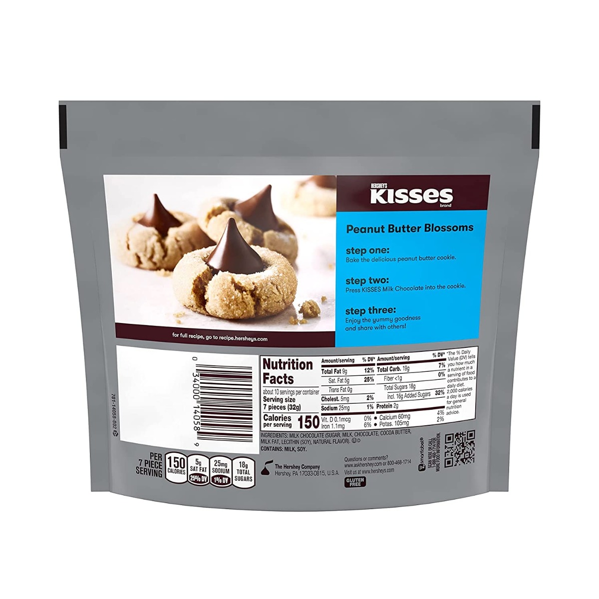 5 Pack – HERSHEY’S KISSES Milk Chocolate Candy, Halloween Candy, 306g Share Bag-11270