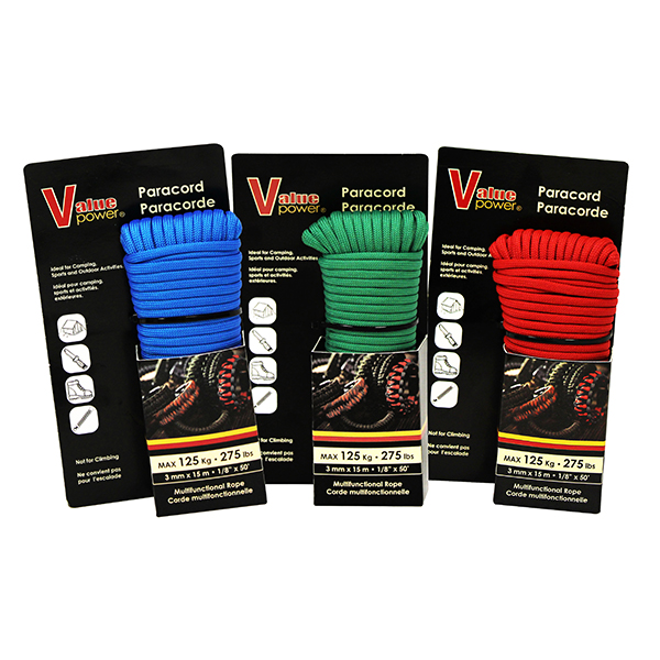 12 Pack Multi Strand Paracord - Red, Green and Blue - Wholesale