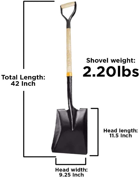 40 " Square Point Steel Shovel With Wood Handle-12176