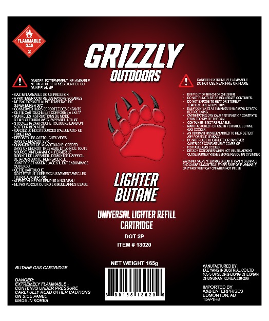 12 Pack - Grizzly Lighter Butane Refill Cartridge 165G-11685