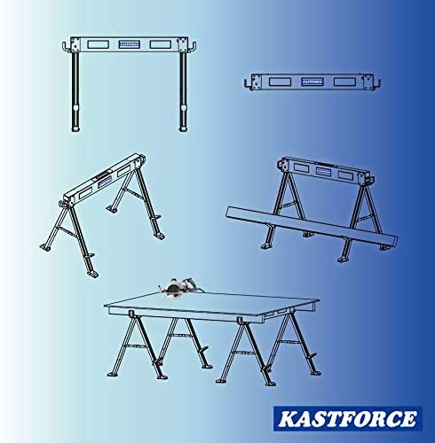 KASTFORCE KF3003 Folding Sawhorse Jobsite Table/Single Pack, 1100lbs (500kg) Capacity 2 Positions Building Your Work Station-11740