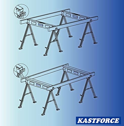 KASTFORCE KF3005 Folding Sawhorse (2-Pack of KF3003) 2200 lb capacity Heavy Duty Jobsite Table Stand with Folding Legs-11746