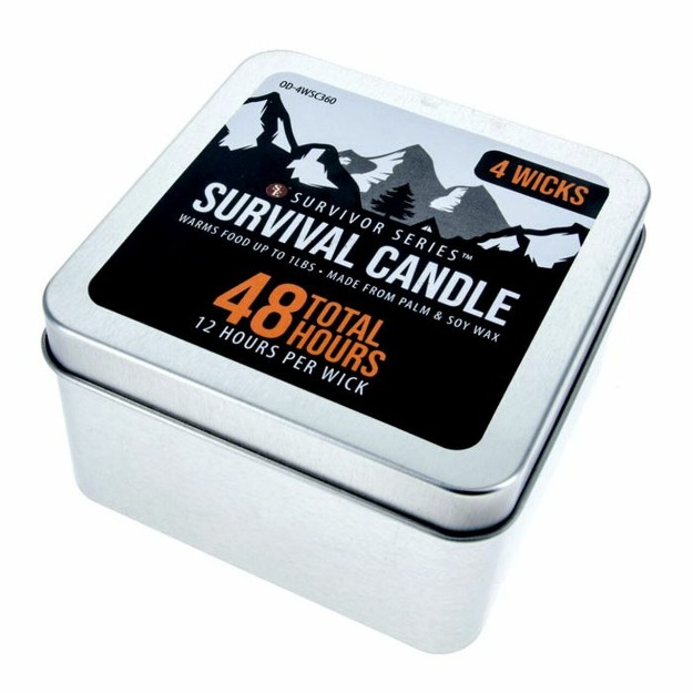 48 Hour Survival Candle 4 Wicks In Tin Box, Burns 12 Hours Per Wick