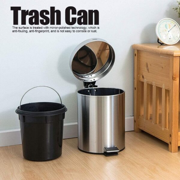 Trash Can Rubbish Bin 3L Household Stainless Steel Step Pedal Trash Can Garbage Bin-11902