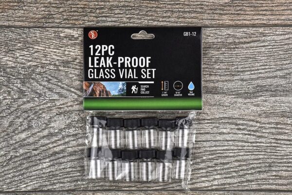SE 1-1/4" x 9/16" Leak-Proof Glass Vial Set (12 PC.) - GB1-12-12082