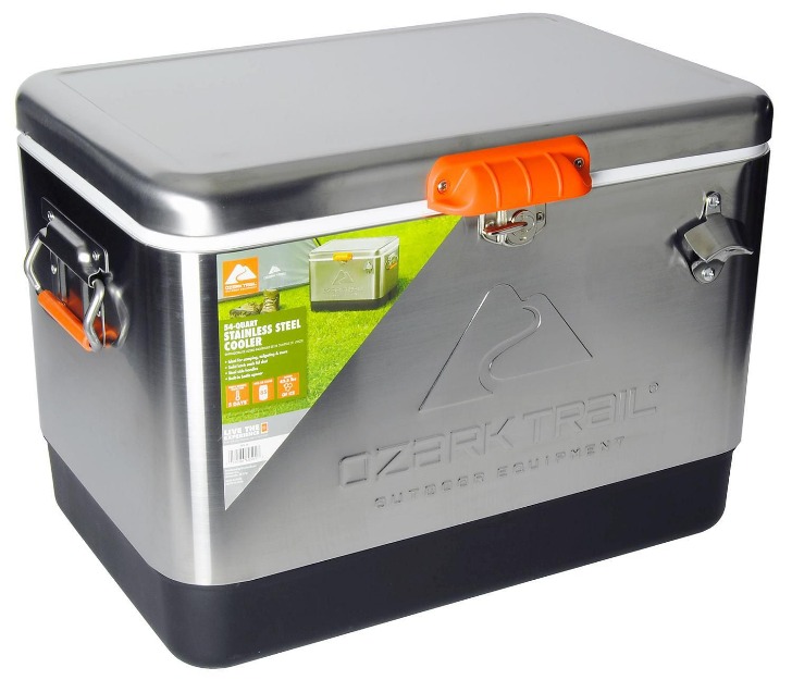 Ozark Trail 85 Can Stainless Steel Ice Chest/Cooler with Bottle Opener (54 Quarts/51 Liters)