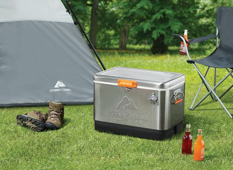 Ozark Trail 85 Can Stainless Steel Ice Chest/Cooler with Bottle Opener (54 Quarts/51 Liters)-12151